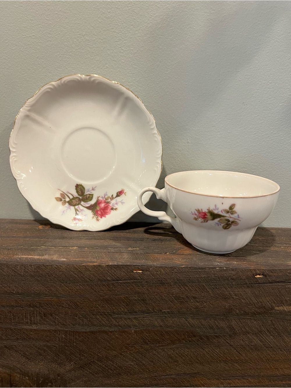 Vintage "Moss Rose" Tea Cup & Saucer ~ Japan